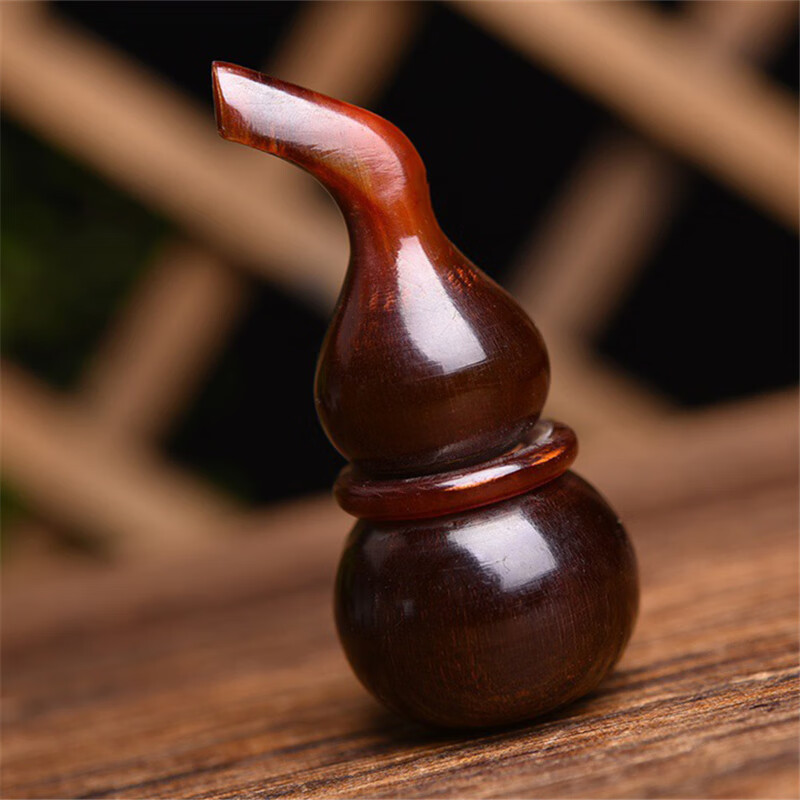 仙来阁天然老料牦牛角雕刻小葫芦手把件摆件挂件文玩盘玩随身怀旧礼物