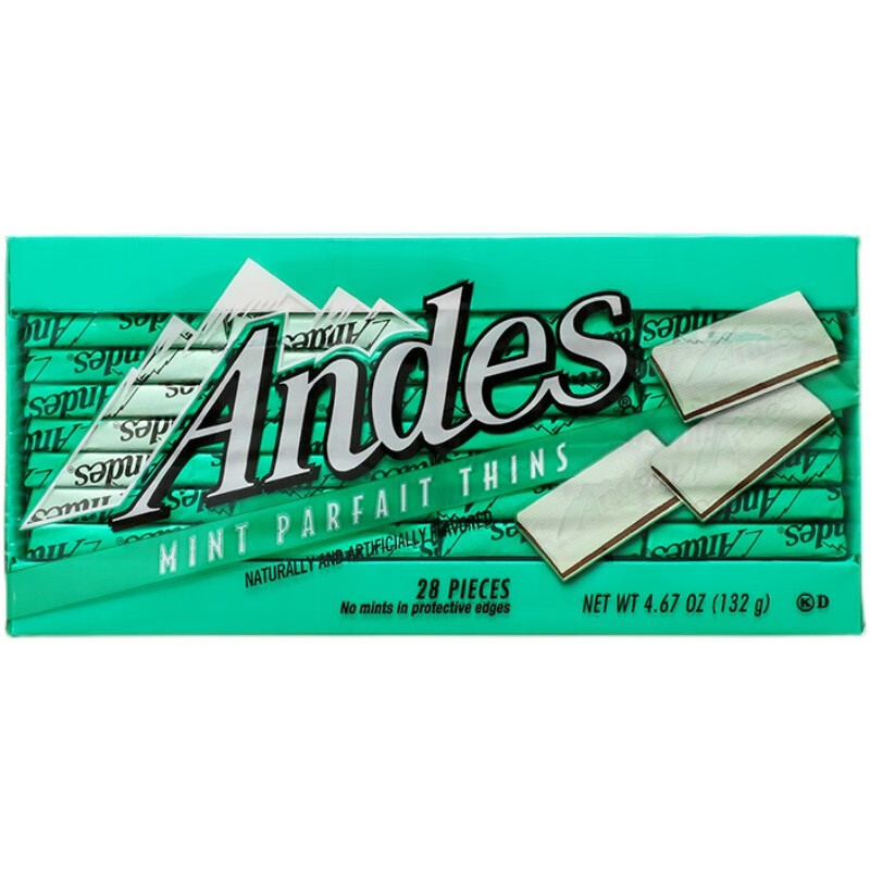 安迪士美国进口零食Andes安迪士单双层薄荷牛奶味夹心巧克力安迪斯28枚 双层薄荷味 盒装 132g