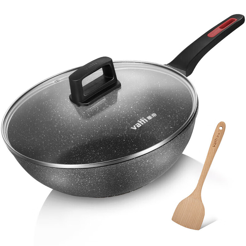 华帝 炒锅30cm 麦饭石色不粘锅平底锅 少油烟健康炒菜锅 电磁炉煤气