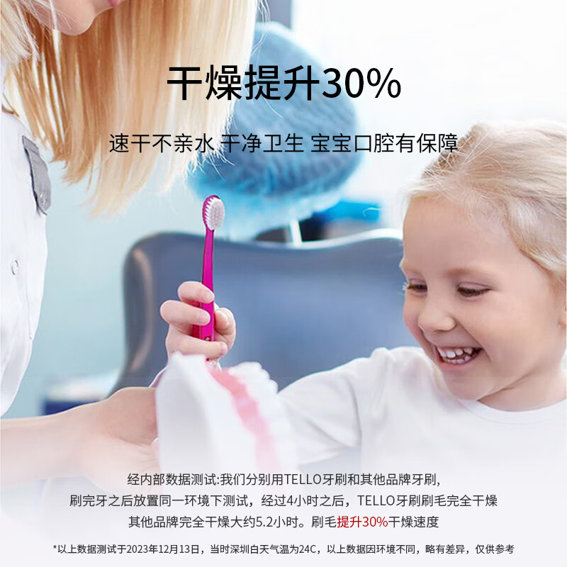 TELLO瑞士进口泰尔乐儿童牙刷万毛超软毛0-1-3-4岁婴幼儿宝宝乳牙牙刷 蓝色-1支