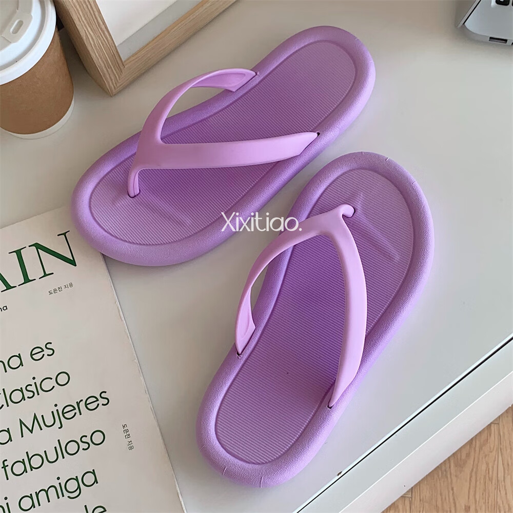 细细条（XIXITIAO）人字拖夏季男女时尚休闲百搭防滑软底夹脚凉拖鞋沙滩鞋ins 紫色 40-41