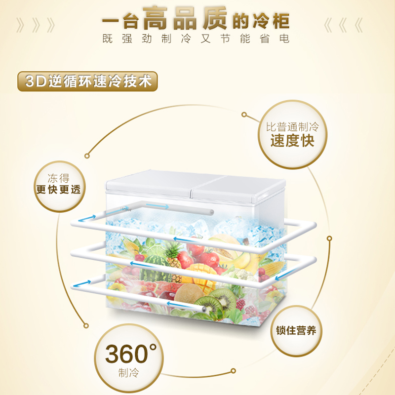 海尔（Haier） 210升 大冷冻小冷藏家用商用二合一冷柜 双箱双温区冰柜卧式冰箱 FCD-210XDB
