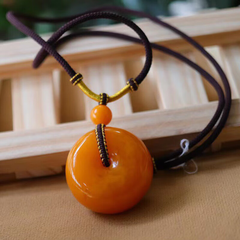 慈心缘 蜜蜡面包圈吊坠 满蜜蜜蜡琥珀挂件男女项链送生日礼物 重35.