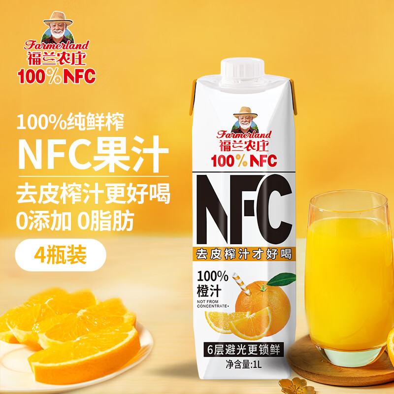����ũׯ100%NFC��֭����ե��֭���� 0���Ӽ�0֬��1L*4ƿ���װ