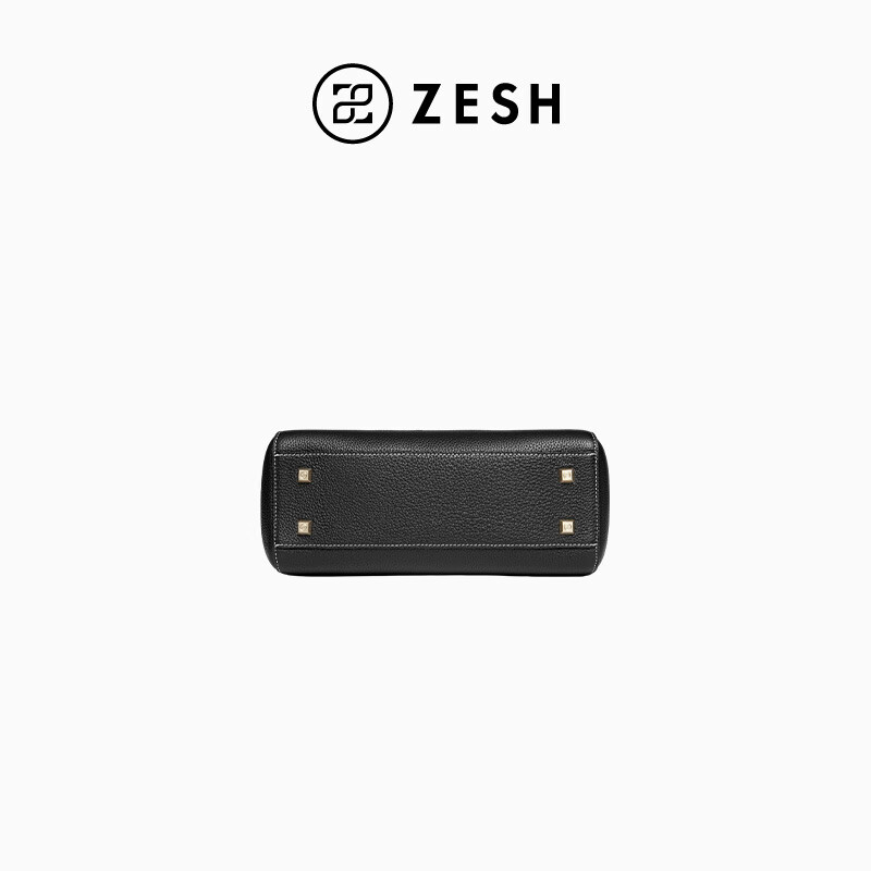 ZESH/泽尚【新品上市】留痕铜钱hobo包大容量包老钱风单肩包 黑色