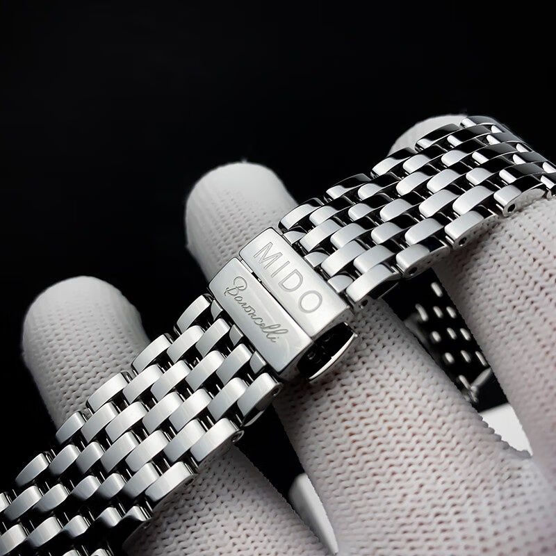 美度m027表带贝伦赛丽40周年m027408m027407a原装钢带手表链 原装银色 20mm