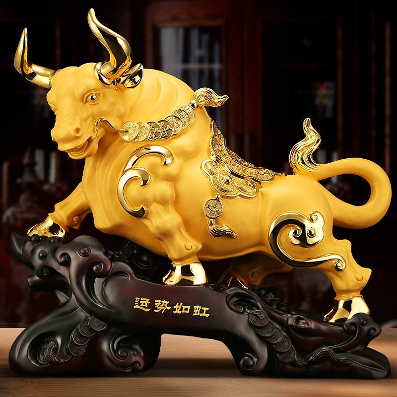 吉善缘《运势如虹》金牛摆件 12生肖牛工艺客厅办公室装饰店铺开业