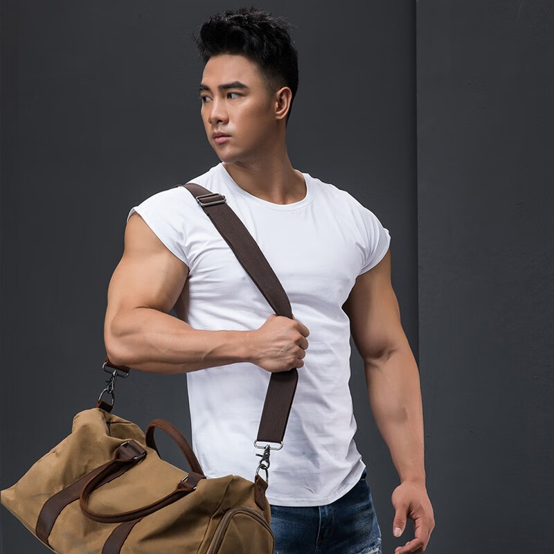 撸铁狗运动t恤男士健身短袖修身棉飞飞袖弹力透气显身材肌肉健美上衣