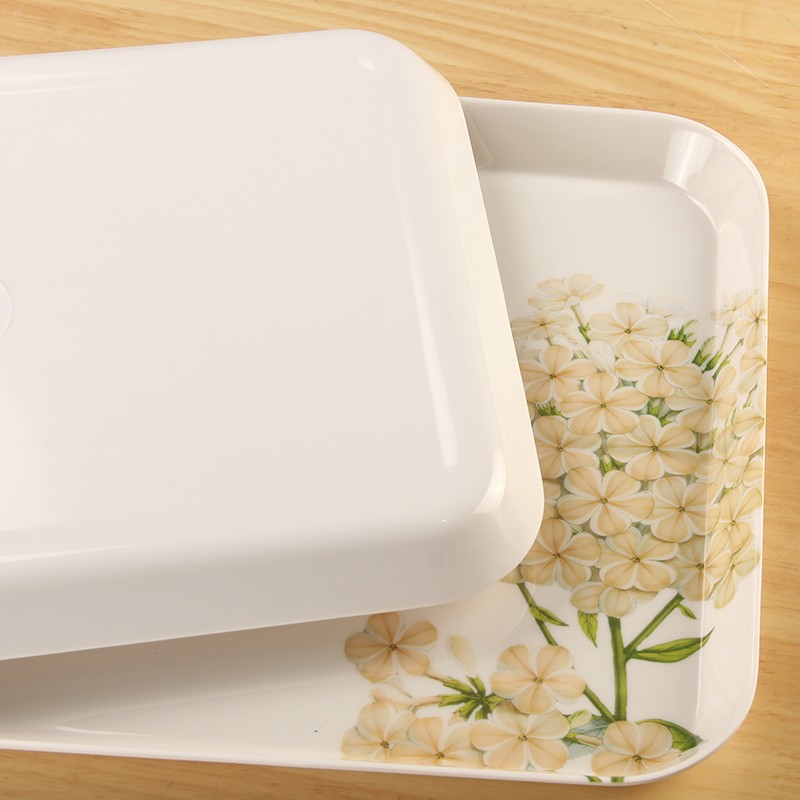 KORDCO 密胺托盘长方形创意水果盘欧式家用茶盘放水杯茶杯的托盘蛋糕盘 小鸟花色 大号 38*28cm