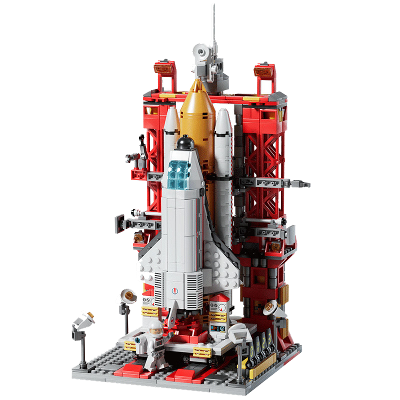 钒象智科儿童积木中国航天飞机航空火箭模型兼容立体拼插拼装积木玩具男孩 航天飞船红色（107颗粒）