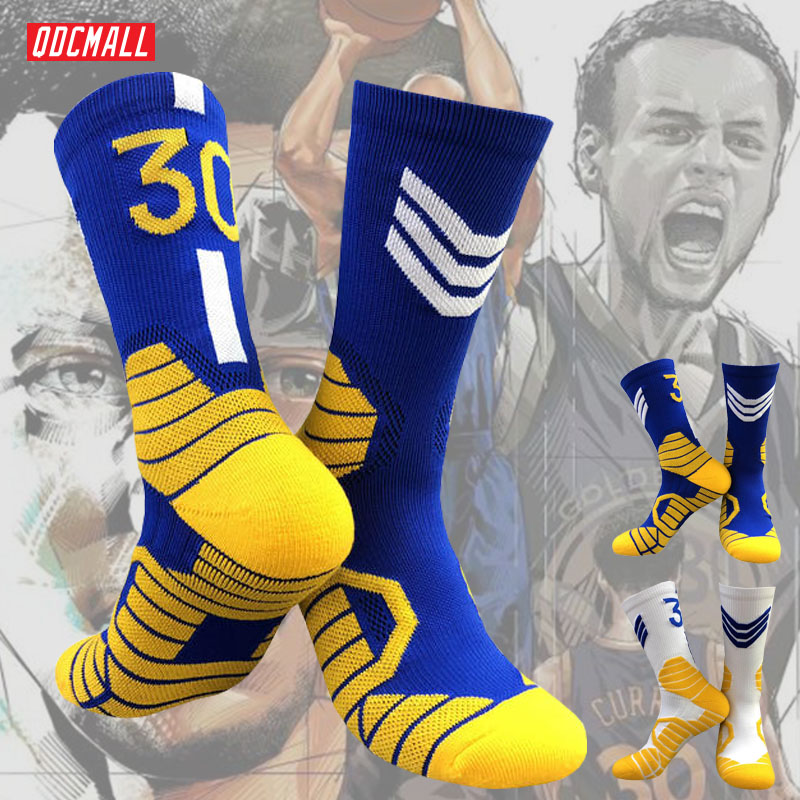 库里30号篮球袜nba勇士实战加厚毛巾底精英袜汗透气运动袜户外 白黄1