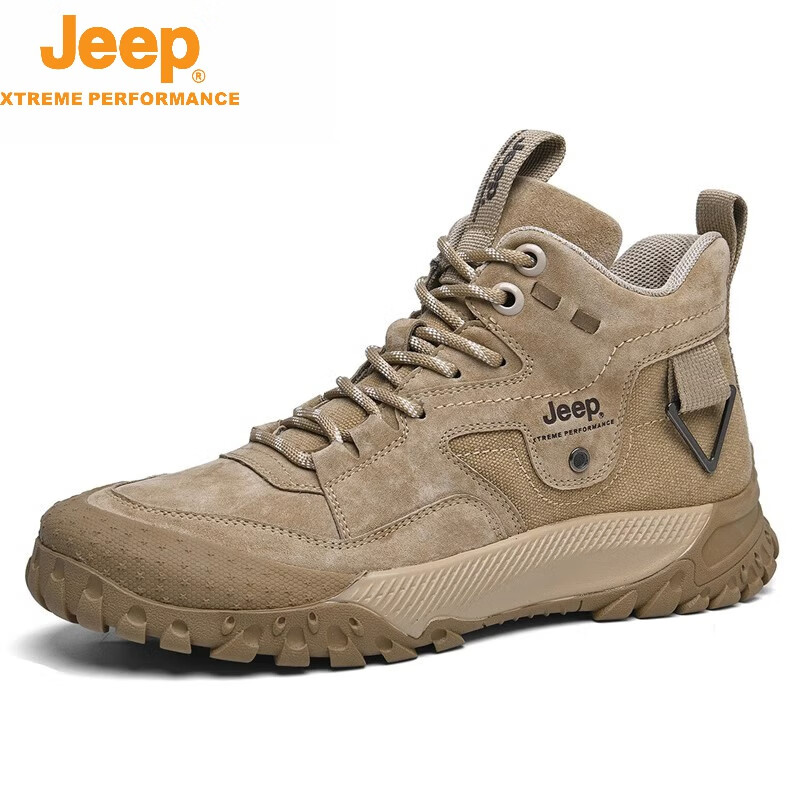 吉普(jeep)登山鞋男秋冬款户外休闲防滑耐磨登山马丁i靴真皮复古工装