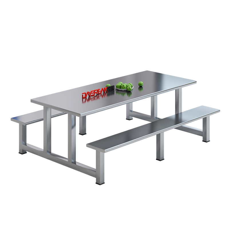 黎明 食堂餐桌椅餐厅餐桌不锈钢餐桌椅8人位工厂员工连体快餐桌椅