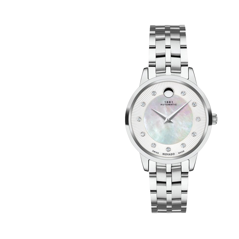 摩凡陀（Movado）瑞士手表全新1881系列腕表机械钢带女表0607486M 礼物送礼