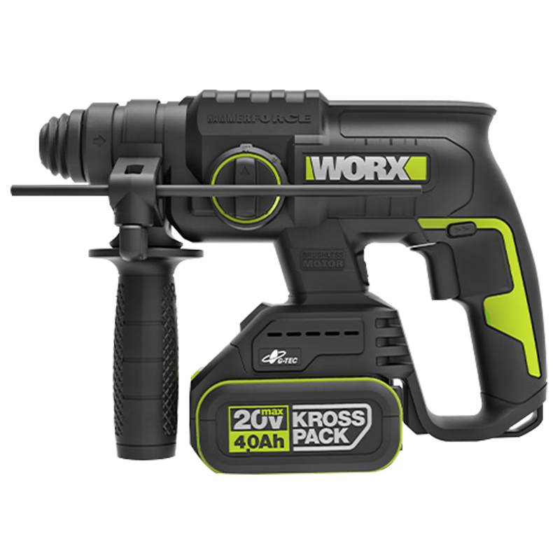 威克士（WORX）無刷鋰電錘WU387充電式輕型電錘沖擊鉆手電鉆脈沖打瓷磚電動工具 WU387（5.0單電+快充）