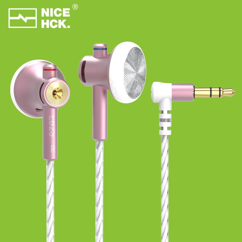 NICEHCK EB2S平头塞伊酱HiFi发烧耳机LCP振膜动圈有线线控低音流行人声古典原道耳机 EB2S粉色无麦 3.5mm