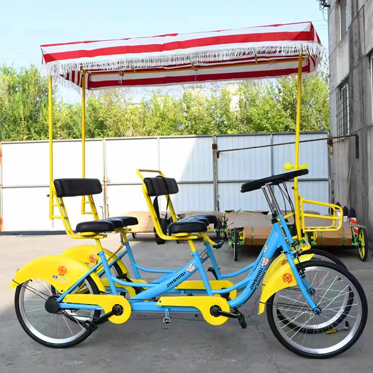淮果颖四人骑自行车24寸四人自行车 四轮四人骑旅游景区出租观光车