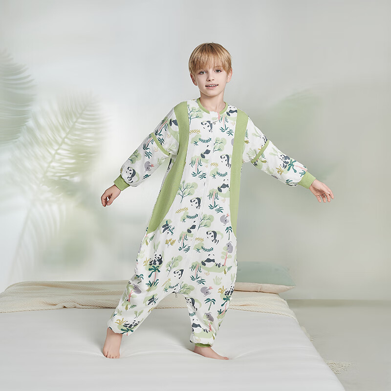 育爱儿童恒温分腿睡袋春秋夏天中大童可拆袖防踢宝宝婴儿家居服睡袋 白象【夏款-前四后二】25-35℃ 衣长135码【适合130-150cm身高】