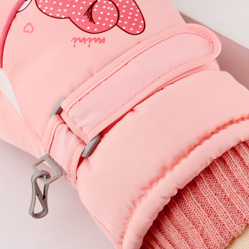 火炬人儿童手套 滑雪手套骑行手套7岁到12岁保暖卡通冬季手套 美乐蒂粉色C3225 7-12岁