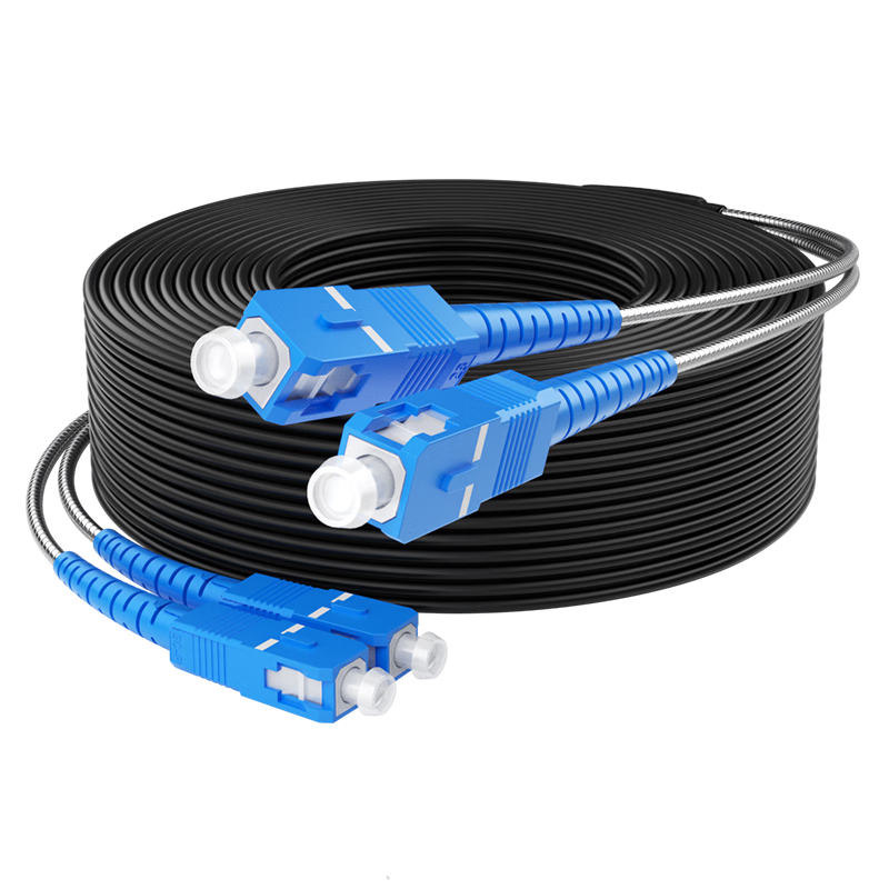 诺可信（Nokoxin）电信级室外野战光缆单模双芯lc-lc-sc 2芯光纤跳线LSZH铠装室外防水防晒光纤线拉远铁塔基站通信 室外野战光缆单模双芯 SC-SC 10米