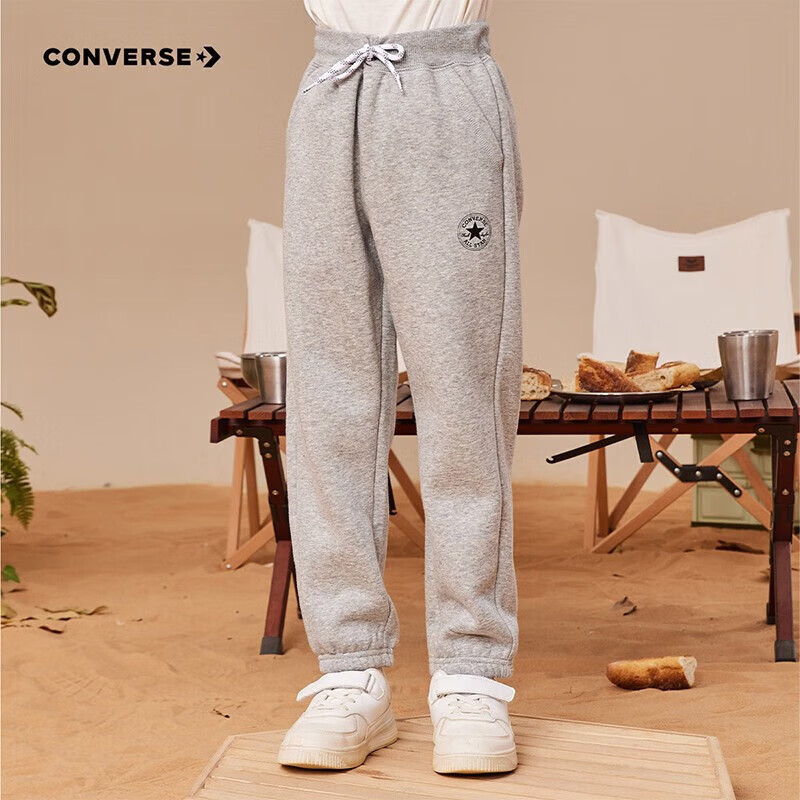 匡威（Converse）Converse 匡威童装男童保暖加绒长裤2023秋冬儿童针织休闲运动裤 岩岭灰(冬季加绒) 150/63(M)