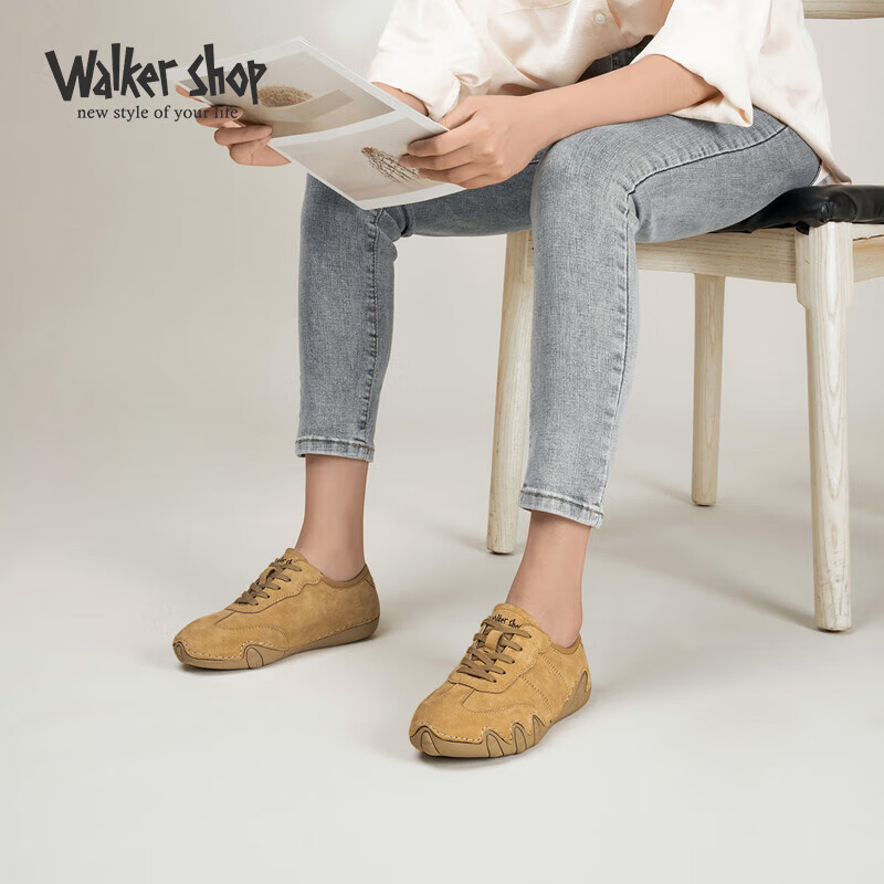 奥卡索 walker shop 女鞋ins网红单鞋百搭软底阿甘鞋平底运动休闲鞋 v