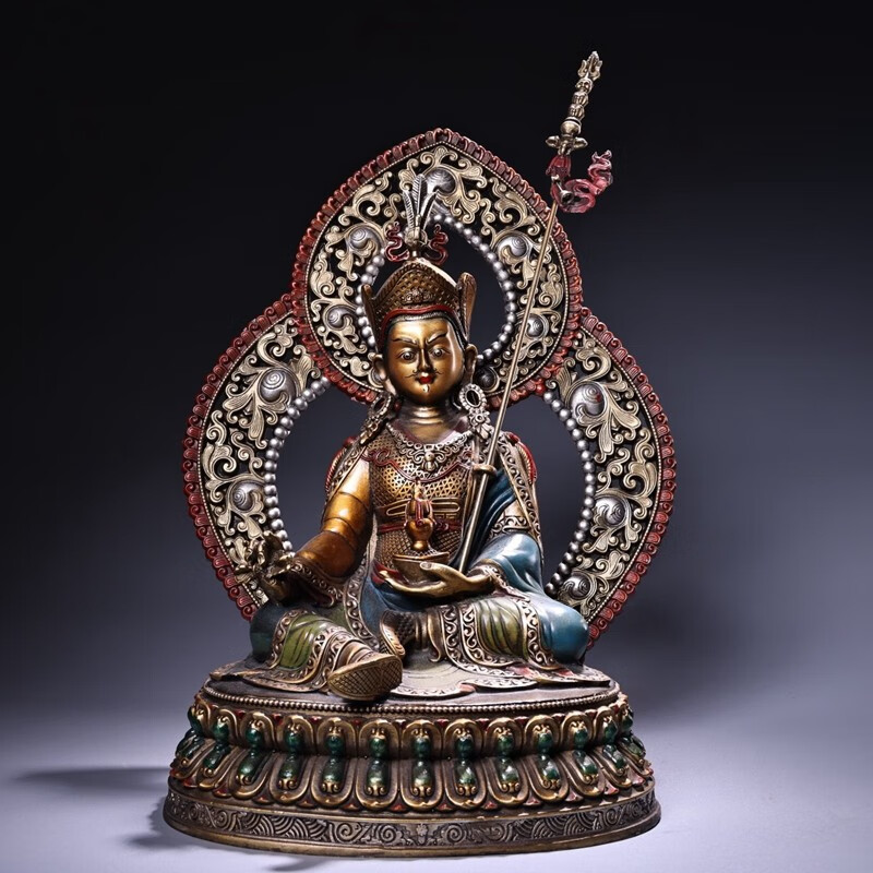 铜人艺巷铜人艺巷全铜手工彩绘莲花生大师佛像摆件藏传工艺莲花生大士