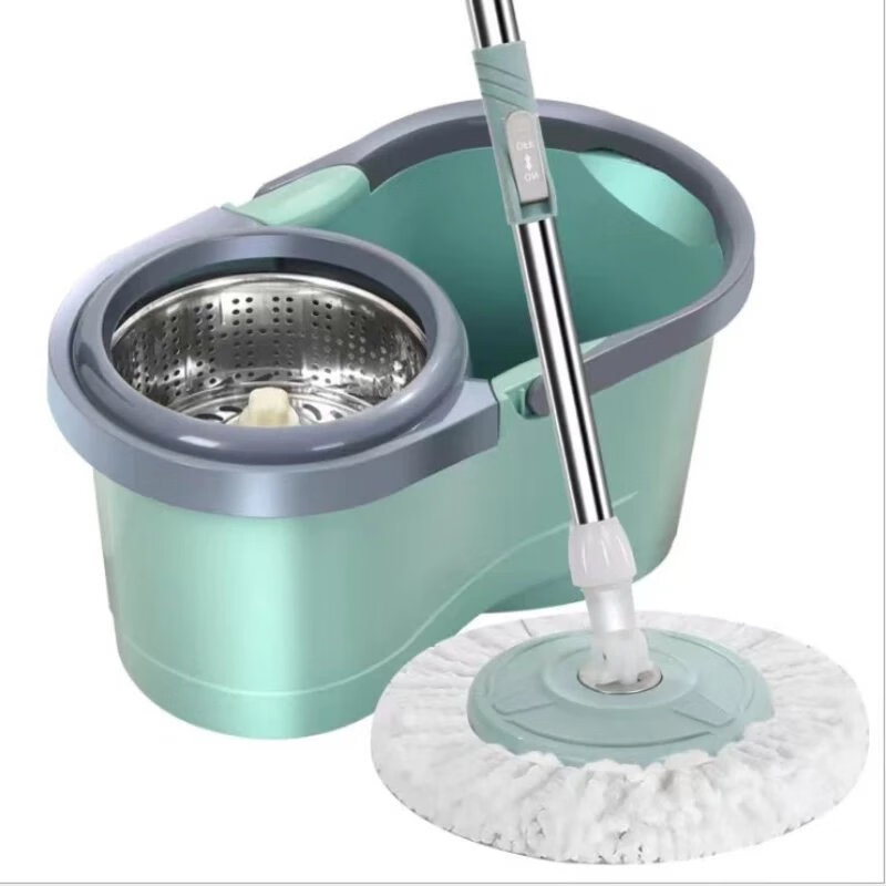 旋转拖把家用免手洗一拖净墩布桶自动式甩干地拖懒人拖地 北欧绿+1个拖把头