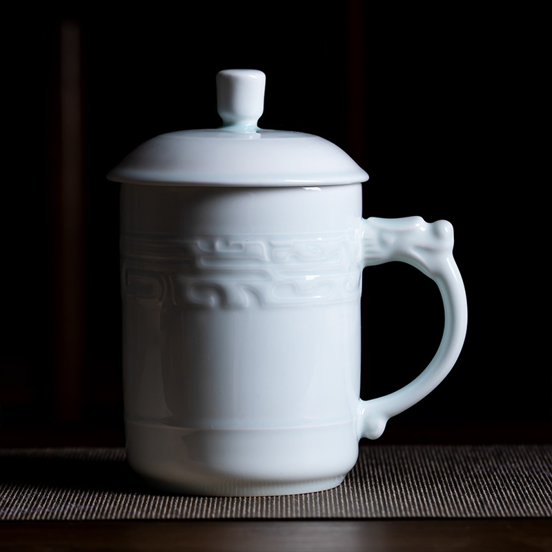 景德故事 茶杯陶瓷影青瓷主人杯陶瓷办公杯喝水泡茶水杯马克杯子