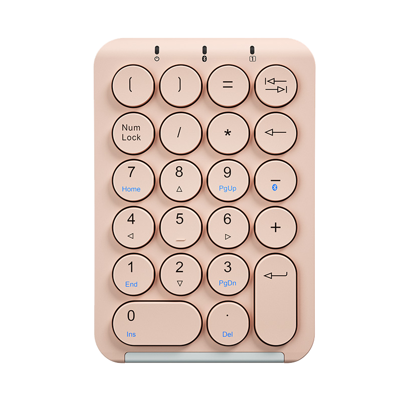 航世（BOW）HB159 蓝牙数字小键盘 迷你键盘 复古圆帽 笔记本台式通用键盘 可充电蓝牙键盘 粉色