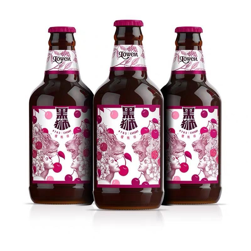 花黑狮玫瑰红果汁啤酒 黑狮果啤330ml*12瓶整箱装玫瑰红果汁型啤酒 12