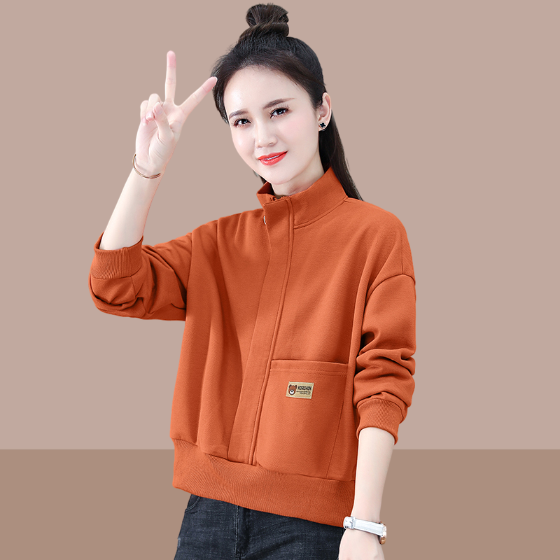 皮尔卡丹品牌高档女装立领半拉链卫衣女春秋季薄款2022年新款女士宽松