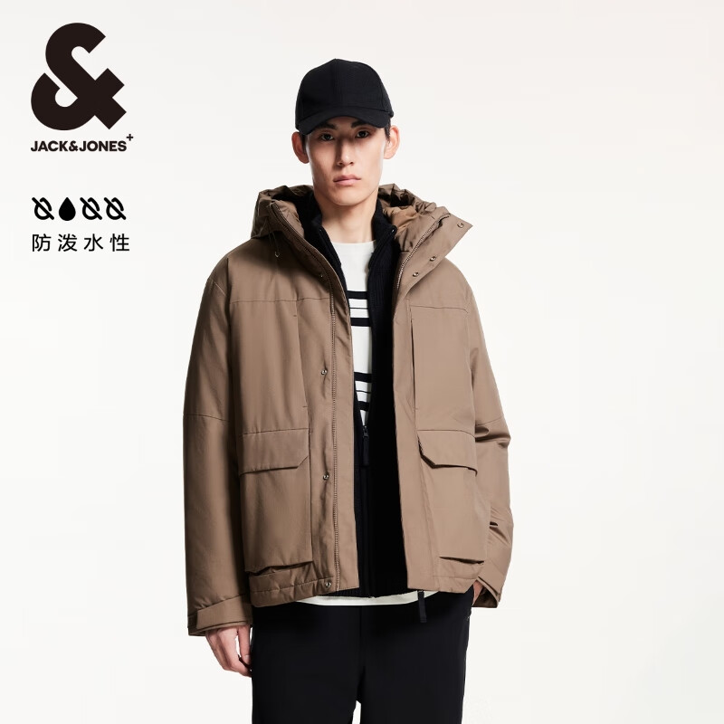 杰克·琼斯（JACK&JONES）男装FFUM系列春秋潮流略宽松抽绳连帽立领棉服外套男款224409033 栗褐色E10 M 175