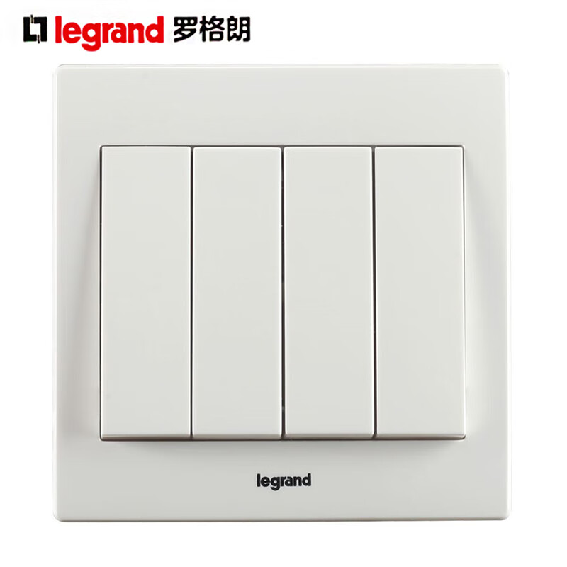 罗格朗 美淳系列白色开关面板 86型10ax四位双控开关 四开双控en34/2