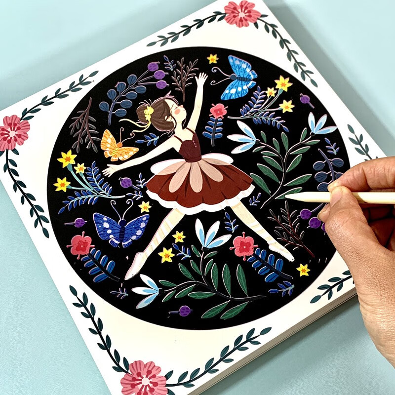 儿童炫彩刮刮画纸有图案 幼儿园手工diy创意画本 玩具男女孩礼物 艺术