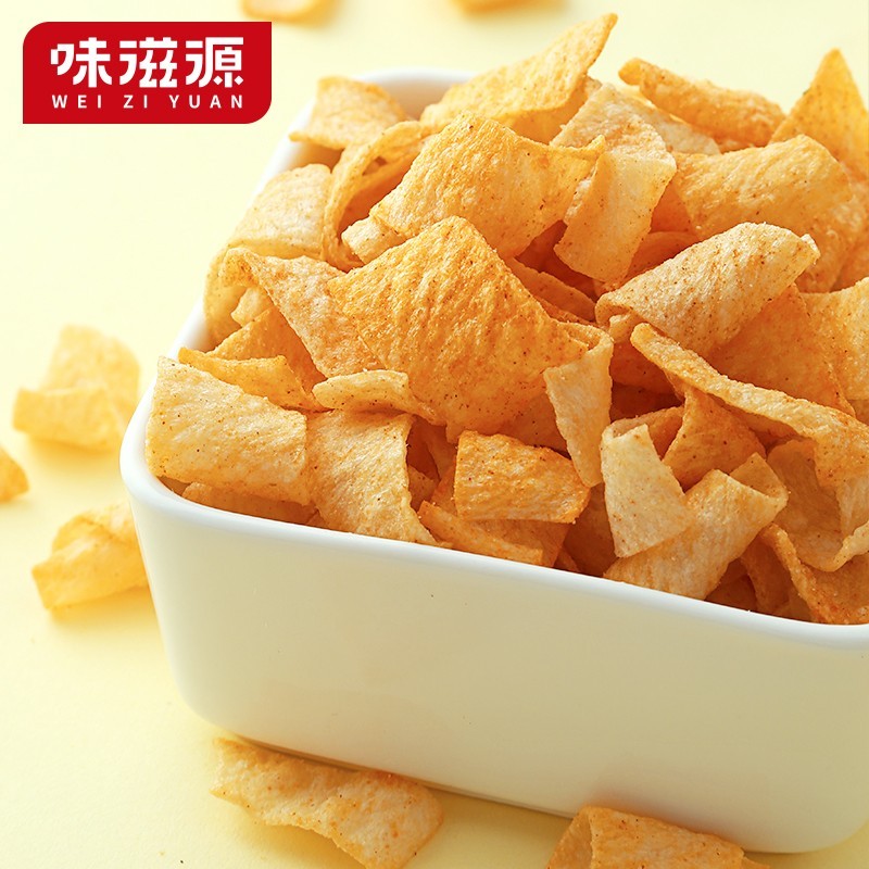 味滋源吮指薯片番茄味原味多口味薯片办公室休闲零食小吃山药片土豆片 山药薄片 口味随机(35g*5袋装) 2件