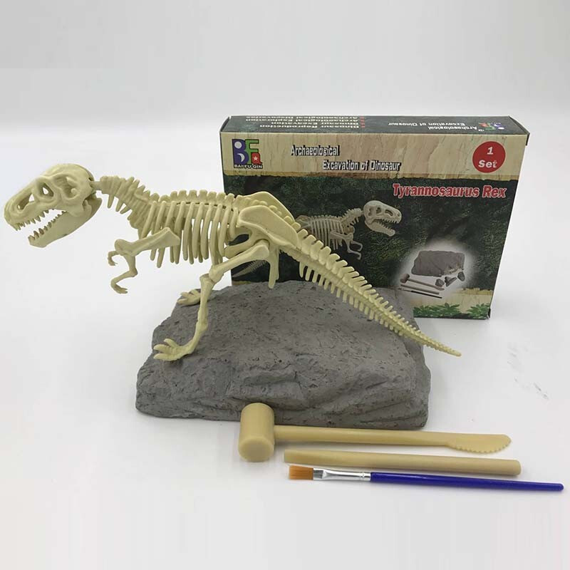 缔羽 儿童玩具考古玩具恐龙化石挖掘玩具探索模型骨架男孩女孩早教益智手工创意DIY 霸王龙