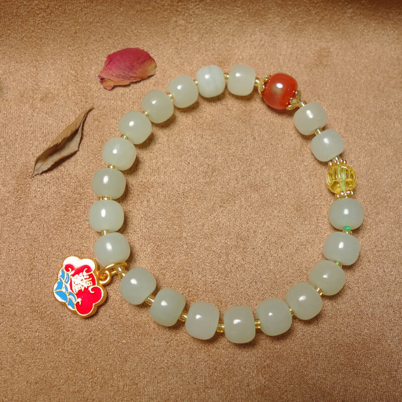 设计款日进斗金手串尺寸6x8mm19g含绳