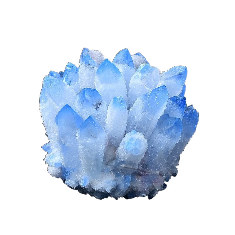 喜吟福天然紫黃綠白水晶簇?cái)[件消磁觀賞礦石標(biāo)本家居客廳辦公室裝飾 藍(lán)水晶簇610-700克(送底座)