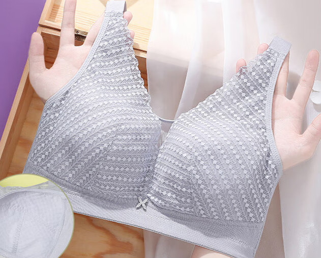 罩杯胸罩胖mm加肥大胸显小防走光文胸薄款内衣女无钢圈 淡紫色 75b34b