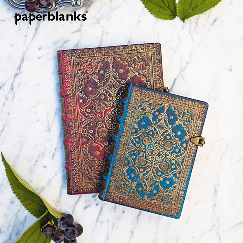 paperblanks【古书籍装订系列】佩兰克笔记本本子文艺精致复古手账手帐本送女朋友商务高档记事本日记本礼物 【硬壳单锁扣】湛蓝/中本/横线加厚