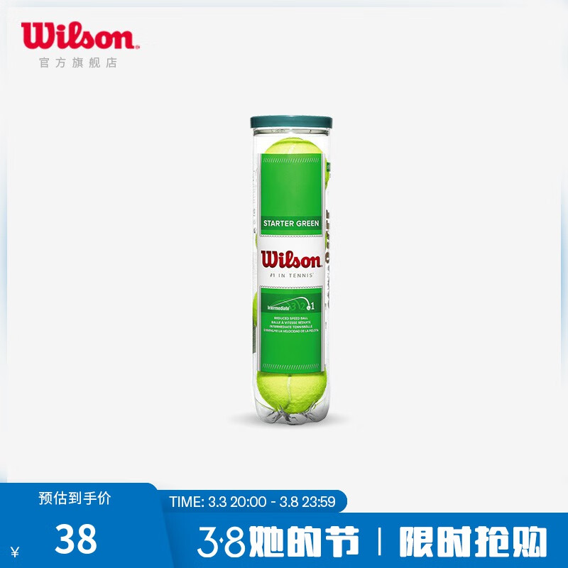 Wilson威尔胜训练网球儿童青少年低弹力专业用球4颗组合罐装网球 WRT137400