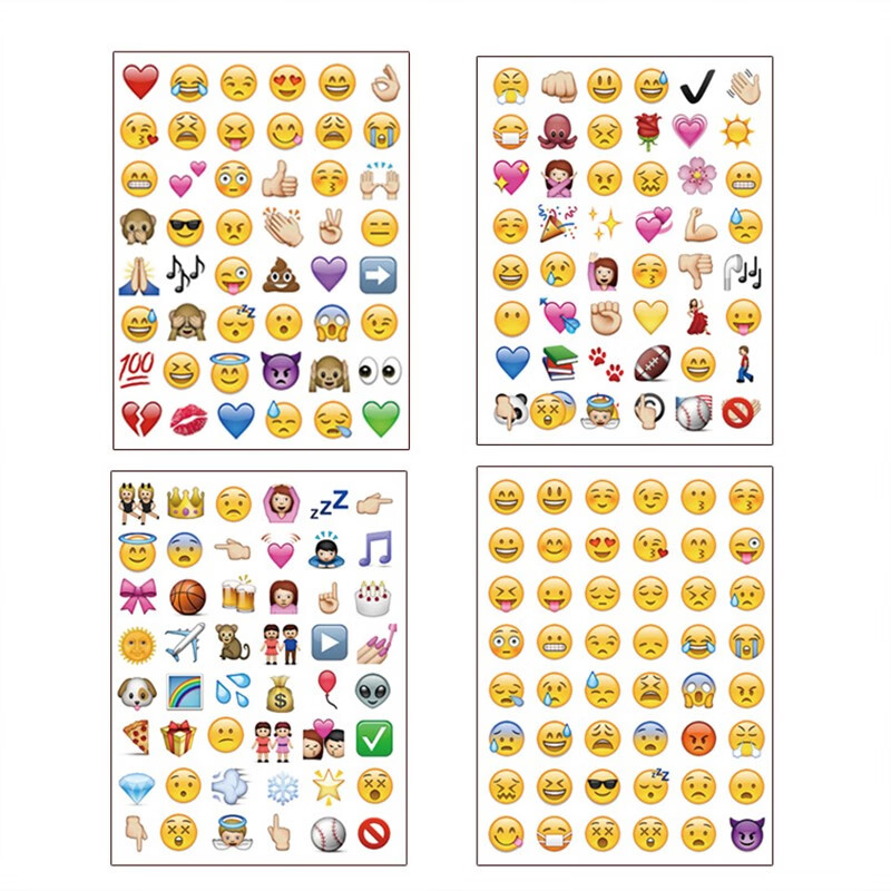 微信qq手帐包相册diy贴画装饰可爱笑哭脸图案 emoji表情4张约2cm直径