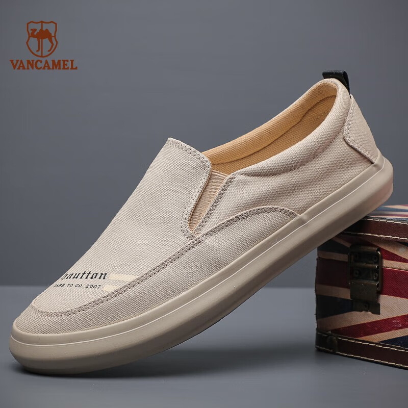 西域骆驼(vancamel)高端品牌男士布鞋帆男简约时尚一脚蹬夏季男板鞋