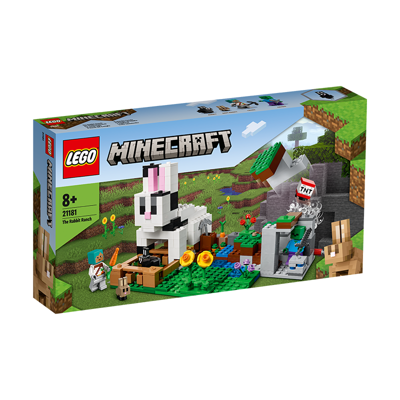 拍3件乐高lego积木我的世界系列8岁男孩女孩玩具520礼物21181兔子牧场