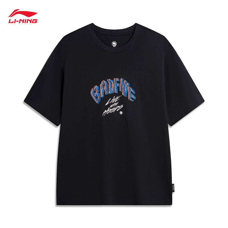 PLUS会员：LI-NING 李宁 反伍 印花圆领T恤 AHSU427