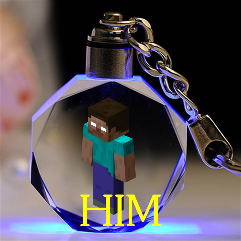 我的世界定制闺蜜生日小礼物彩色水晶钥匙扣 him 刻字(加上自己提供的