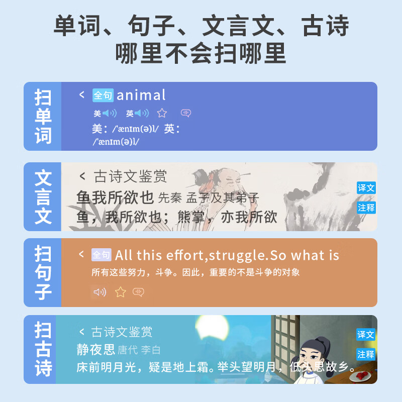 飞利浦(PHILIPS)词典笔VTR5300翻译笔扫描学习机点读笔 AI智能单词笔 小学初高中英语电子辞典 查词神器 黑色