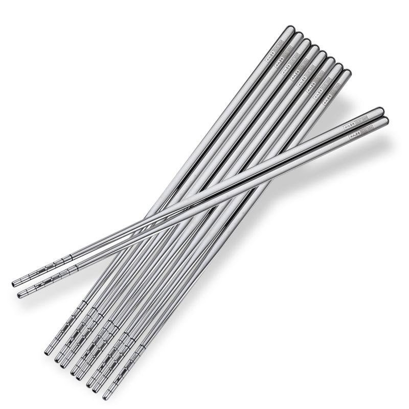 十八子作 耐滑耐烫304不锈钢家用筷子套装 5双装CK01-2