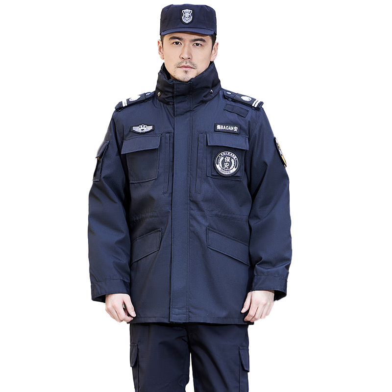 迪伽洛保安冬季作訓棉衣加厚秋冬防寒服雙層可拆卸棉衣黑色男女物業(yè)棉衣 反光防雨綢作訓棉衣+斜紋冬褲+標 195/5XL